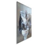 Hayvan Cam Tablo - Sevimli Dostlar Lavaboda - Dikey Motif 08-073