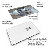 Hayvan Cam Tablo - Sevimli Dostlar Lavaboda - Dikey Motif 08-073