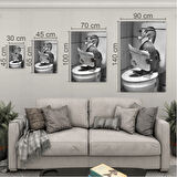 Hayvan Cam Tablo - Sevimli Dostlar Lavaboda - Dikey Motif 08-081