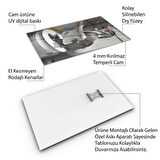 Hayvan Cam Tablo - Sevimli Dostlar Lavaboda - Dikey Motif 08-081