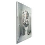 Hayvan Cam Tablo - Sevimli Dostlar Lavaboda - Dikey Motif 08-085