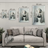 Hayvan Cam Tablo - Sevimli Dostlar Lavaboda - Dikey Motif 08-085