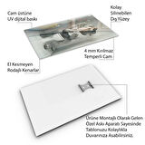 Hayvan Cam Tablo - Sevimli Dostlar Lavaboda - Dikey Motif 08-085