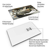 Hayvan Cam Tablo - Sevimli Dostlar Lavaboda - Dikey Motif 08-091