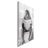 Hayvan Cam Tablo - Sevimli Dostlar Lavaboda - Dikey Motif 08-093