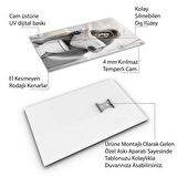 Hayvan Cam Tablo - Sevimli Dostlar Lavaboda - Dikey Motif 08-093
