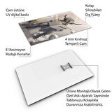 Hayvan Cam Tablo - Sevimli Dostlar Lavaboda - Dikey Motif 08-114