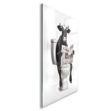 Hayvan Cam Tablo - Sevimli Dostlar Lavaboda - Dikey Motif 08-119