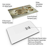 Hayvan Cam Tablo - Sevimli Dostlar Lavaboda - Dikey Motif 08-217