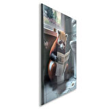 Hayvan Cam Tablo - Sevimli Dostlar Lavaboda - Dikey Motif 08-218