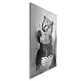 Hayvan Cam Tablo - Sevimli Dostlar Lavaboda - Dikey Motif 08-219