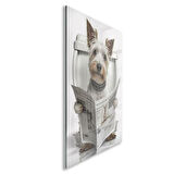 Hayvan Cam Tablo - Sevimli Dostlar Lavaboda - Dikey Motif 08-255