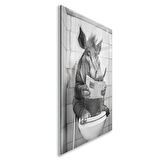 Hayvan Cam Tablo - Sevimli Dostlar Lavaboda - Dikey Motif 08-267