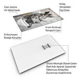 Hayvan Cam Tablo - Sevimli Dostlar Lavaboda - Dikey Motif 08-267