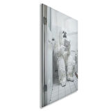 Hayvan Cam Tablo - Sevimli Dostlar Lavaboda - Dikey Motif 08-281