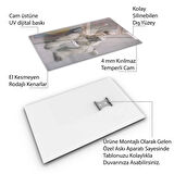 Hayvan Cam Tablo - Sevimli Dostlar Lavaboda - Dikey Motif 08-284