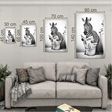 Hayvan Cam Tablo - Sevimli Dostlar Lavaboda - Dikey Motif 08-289
