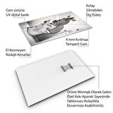 Hayvan Cam Tablo - Sevimli Dostlar Lavaboda - Dikey Motif 08-289