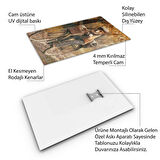 Hayvan Cam Tablo - Sevimli Dostlar Bisikletle - Dikey Motif 10-008
