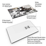 Hayvan Cam Tablo - Sevimli Dostlar Skuuterle - Dikey Motif 11-011