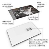 Hayvan Cam Tablo - Sevimli Dostlar Skuuterle - Dikey Motif 11-021