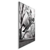 Hayvan Cam Tablo - Sevimli Dostlar Skuuterle - Dikey Motif 11-041