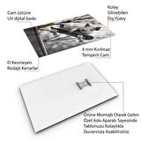 Hayvan Cam Tablo - Sevimli Dostlar Skuuterle - Dikey Motif 11-041