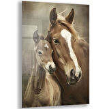 Hayvan Cam Tablo - Anne ve Yavru - Dikey Motif 14-032
