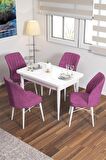 Rovena Lera Beyaz 70x110 Sabit Mdf Yemek Odası Takımı 4 Adet Sandalye