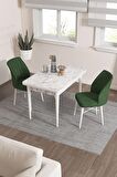 Rovena Lera Beyaz Mermer 70x110 Sabit Mdf Yemek Odası Takımı 2 Adet Sandalye