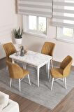 Rovena Lera Beyaz Mermer 70x110 Sabit Mdf Yemek Odası Takımı 4 Adet Sandalye