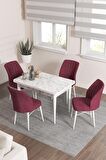 Rovena Lera Beyaz Mermer 70x110 Sabit Mdf Yemek Odası Takımı 4 Adet Sandalye