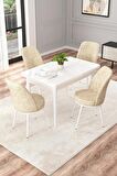 Rovena Duru Beyaz 70x110 Sabit Mdf Yemek Odası Takımı 4 Adet Sandalye