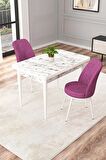 Rovena Duru Beyaz Mermer 70x110 Sabit Mdf Yemek Odası Takımı 2 Adet Sandalye