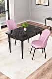 Rovena Raum Siyah Mermer 70x110 Sabit Suntalam Yemek Odası Takımı 2 Adet Sandalye