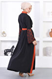 Dantel Detaylı Abaya Kiremit 12212
