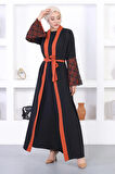 Dantel Detaylı Abaya Kiremit 12212