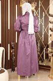İncili Saten Abiye Lila 19121
