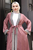 Etnik Desenli Kimono Takım Gül Kurusu 19251