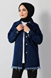 Püskül Detaylı Kot Ceket Lacivert MSW6011