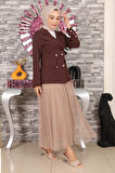 Ceketli Eteği Tül Takım Kahverengi MSW19151-2