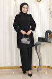 Taş Detaylı Kemerli Takım Siyah MSW19104-1