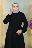 Düğmeli Tesettür Takım Siyah MSW10358-1