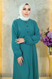 Düğmeli Tesettür Takım Turkuaz MSW10358-7