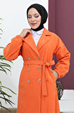 Düğme Detaylı Kaşe Kaban Turuncu MSW19247-2