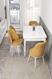 Rovena Bade Beyaz 70x114 Açılabilir Mdf Yemek Odası Takımı 4 Adet Sandalye
