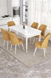 Rovena Bade Beyaz 70x114 Açılabilir Mdf Yemek Odası Takımı 6 Adet Sandalye