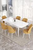 Rovena Bade Beyaz 70x114 Açılabilir Mdf Yemek Odası Takımı 6 Adet Sandalye