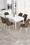 Rovena Bade Beyaz 70x114 Açılabilir Mdf Yemek Odası Takımı 6 Adet Sandalye