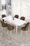 Rovena Bade Beyaz 70x114 Açılabilir Mdf Yemek Odası Takımı 6 Adet Sandalye